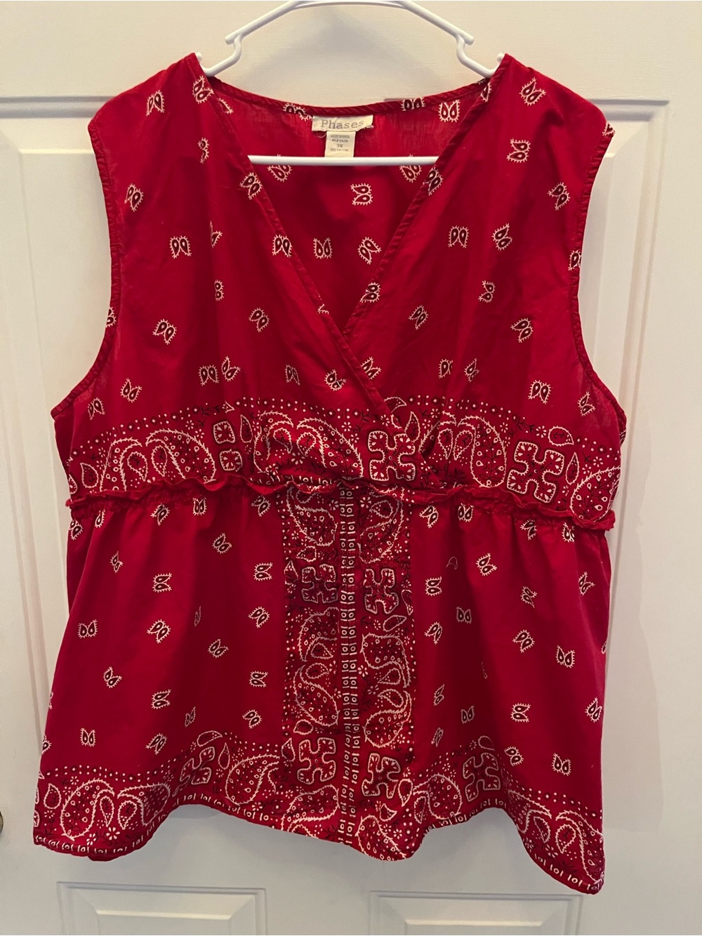 Phases Red Bandana-Print Sleeveless V-Neck Camisole 3X